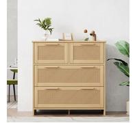 Buffet haut - JAERLIUB - Commode en rotin - 4 tiroirs - Bois massif - Style scandinave moderne