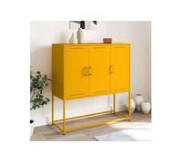 Buffet haut jaune moutarde 100,5x39x107 cm acier, buffet, placard, armoire latérale, armoire, armoire de rangement, 846539