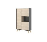 Buffet haut KOLYMA - 3 portes & 1 niche - Coloris : Chêne & Anthracite