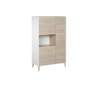 Buffet haut KOLYMA - 3 portes & 1 niche - Coloris : Chêne & Blanc