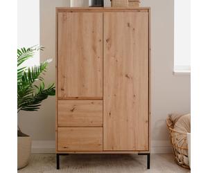 Buffet haut - KORSIKA 53A - Chêne artisan - 2 portes, 2 tiroirs - 81 x 139 x 40 cm