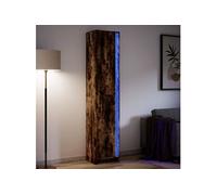 vidaXL Buffet haut LED chêne fumé 41,5x32,5x200 cm bois d’ingénierie, armoire, armoire de rangement, buffet haut, armoire 3307902