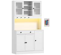 Meuble de rangement - HOMCOM - placards et tiroir, portes vitrées, télécommande inclus - blanc