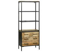 Buffet haut marron 70 x 35 x 180 cm, bois massif mangue, design moderne, armoire avec portes et étagères, espace de rangement pour salon, couloir, bureau