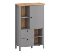 Buffet Haut Melini 85x38x139cm Gris Ardoise Chêne Delano Clair