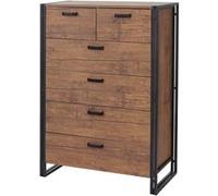 Buffet Haut Hwc-A27, 115x80x40cm, 6 Tiroirs, Aspect Chêne Marron