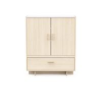 PEGANE Buffet Haut Meuble de Rangement 2 Portes 1 tiroir Couleur chêne Clair/marbre - Largeur 114,4 x Profondeur 39,4 x Hauteur 138,1 cm