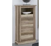 Buffet haut, meuble de rangement coloris Chene vieilli - Longueur 66 x Profondeur 36,60 x Hauteur 135 cm --
