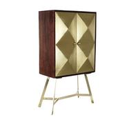 Buffet haut meuble de rangement en bois de manguier et acacia coloris marron foncé / doré - Longueur 84 x Hauteur 156,5 x Profondeur 43 cm - marque