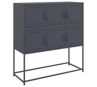 Buffet haut moderne 100,5 x 39 x 107 cm en acier anthracite foncé pour salle à manger et cuisine, meuble de rangement élégant pour entrée de maison contemporaine