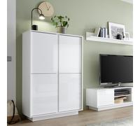 Buffet haut moderne 4 portes blanc laqué brillant h145cm Joyce Ice