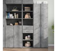 Buffet Haut Moderne en Bois d'Ingénierie Gris Béton, Armoire de Rangement Élégante pour Salon ou Salle à Manger, Dimensions 185x45x42,5 cm, Design Contemporain et Pratique