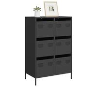 Buffet Haut Moderne Noir en Acier, Meuble de Rangement Élégant pour Salon et Salle à Manger, Dimensions 68x39x101.5 cm, Design Contemporain et Robuste
