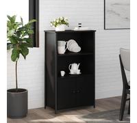 Buffet Haut Moderne Noir pour Salon et Entrée, Meuble de Rangement Élégant en Bois d'Ingénierie avec Portes Étagères, Dimensions 62x32x103,5 cm, Design Stable et Contemporain