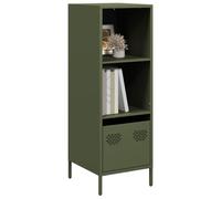 Buffet Haut Moderne Vert Olive en Acier, Meuble de Rangement Élégant pour Salon ou Salle à Manger, Dimensions 35x39x103,5 cm, Design Contemporain et Stable