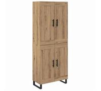 Buffet haut moderne - vidaXL - Chêne artisanal - 69 5x34x180 cm - Bois d'ingénierie - 4 portes - Poignées en métal