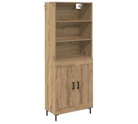 Buffet haut moderne - vidaXL - Chêne artisanal - Bois d'ingénierie - 69,5x34x180 cm - 2 portes - Poids maximal 120 kg