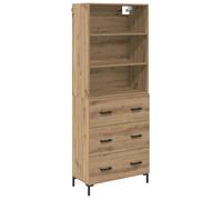 Buffet haut moderne - vidaXL - Chêne artisanal - Bois d'ingénierie - 69,5x34x180 cm - Avec tiroir - Poids maximal 120 kg