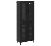 Buffet haut moderne - vidaXL - Chêne noir - Bois d'ingénierie - 69,5x34x180 cm - Montage mural - Design contemporain