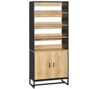 HOMCOM Buffet armoire de cuisine multi-rangements avec placard et étagères réglables en bois et acier 75 x 35 x 175 cm | Aosom France