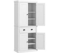 HomCom Armoire de cuisine buffet style moderne, portes, étagères réglables, tiroir – Blanc