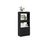 Buffet haut noir 63x33x140 cm bois d ingénierie