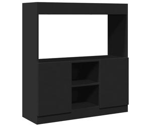 Buffet haut noir 92x33x100 cm bois d ingénierie