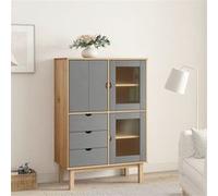 Buffet haut OTTA marron et gris 85x43x125 cm bois massif de pin Marron et gris G