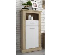 Buffet haut - PEGANE - Chêne cambrian, blanc - Longueur 66 - Profondeur 36,60 - Hauteur 135