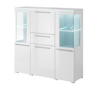 Buffet haut pour salon couleur blanc brillant collection BOMBAY