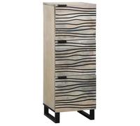 Buffet haut rustique - vidaXL - Blanc et Noir - Bois de mangue massif - 40x33x110 cm - 3 portes - Assemblage requis