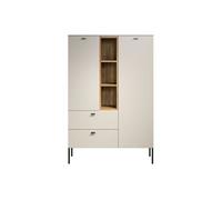 Buffet haut - SAO PAULO - Cachemire / Chêne blond - 2 portes, 3 niches, 2 tiroirs - 93 x 42 x 140 cm - TRENDTEAM