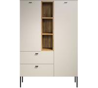 trendteam smart living - Sao Paulo - Buffet Haut - Cachemire (Beige) / chêne Evoke - Buffet avec Fonction Soft-Close - (l x H x P) 93 x 140 x 42 cm - Poignées et Pieds en métal