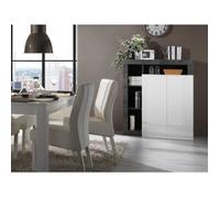 Buffet haut SEFRO - 2 portes et 4 niches - Blanc laqué et béton