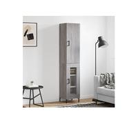 Vidaxl Buffet Haut Sonoma Gris 34,5x34x180 Cm Bois D'ingénierie Gris