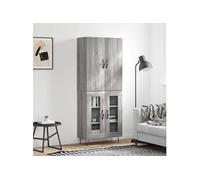 Vidaxl Buffet Haut Sonoma Gris 69,5x34x180 Cm Bois D'ingénierie Gris
