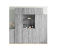 vidaXL Buffet haut sonoma gris 80x42,5x185 cm bois d'ingénierie, buffet, armoire de rangement, panneau latéral, armoire, 3281383