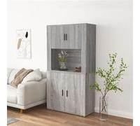 vidaXL Buffet Haut, Meuble de Rangement avec Porte, Armoire de Rangement, Organisateur Salon Salle de Séjour Intérieur, Sonoma Gris Bois d'Ingénierie