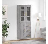 Buffet Haut Sonoma Gris en Bois d'ingénierie 69,5x34x180 cm Meuble Buffet Cabinet avec Rangement pour Cuisine et Salle à Manger, Buffet Table avec Espace de Stockage élégant et Pieds métal