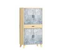 HOMCOM Armoire de Cuisine Buffet Cuisine vaisselier Meuble de Rangement avec 2 placards à Portes Double, étagères réglables et tiroir, 80 x 40 x 152,5 cm, Gris