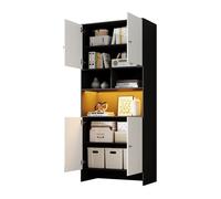 Buffet haut - vaisselier - vitrine - armoire de rangement - LED - étagère réglable - bois - 80x40x185