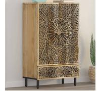 Buffet haut - vidaXL - Bois de manguier - 60x33x100 cm - Style rétro - Motif sculpté