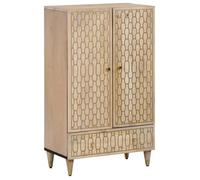 Buffet haut - vidaXL - Bois de manguier massif - 60x33x100 cm - Motif sculpté à la main