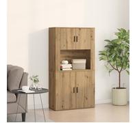 Buffet haut - vidaXL - Chêne artisanal - 80x33x150 cm - 4 portes - Marron