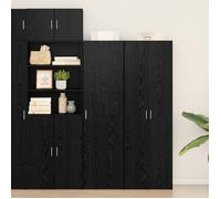 Buffet haut - vidaXL - Chêne noir - 5 étagères - 2 portes - Bois massif