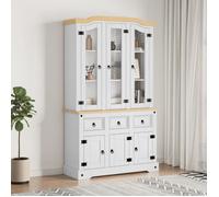 Buffet haut - VIDAXL - Corona - Bois massif pin - 3 tiroirs - 6 portes - Blanc