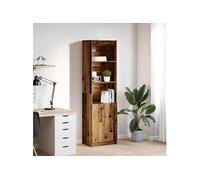 Buffet haut vieux bois 50x35x180 cm bois d ingénierie