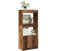 Buffet haut vieux bois 63x33x140 cm bois d ingénierie Marron G