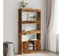 Buffet haut vieux bois 92x33x180 cm bois d ingénierie Marron G