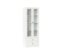 Buffet haut vitrine armoire de cuisine - 2 portes, 3 étagères, 2 tiroirs - 59 x 30 x 164 cm - blanc